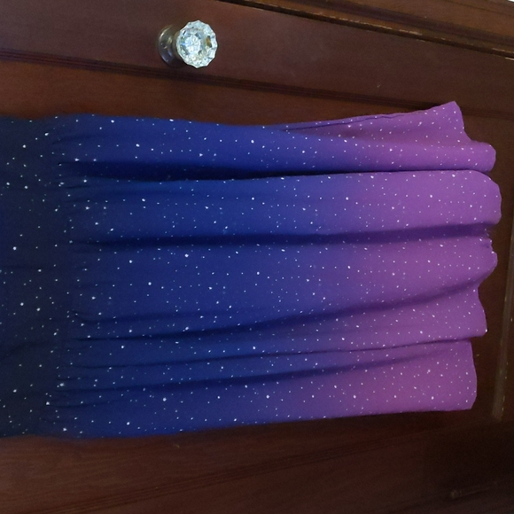 eShakti Galaxy Star Ombre Purple Short Sleeve Wayward Fantasy Dress Sz M/ 10 - Picture 3 of 11